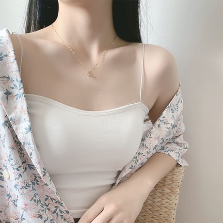 ネックレス キューブ CZ チェーン付き 金属アレルギー対応 ペンダント アクセサリー チタン K14メッキ シンプル DTC-615614054033