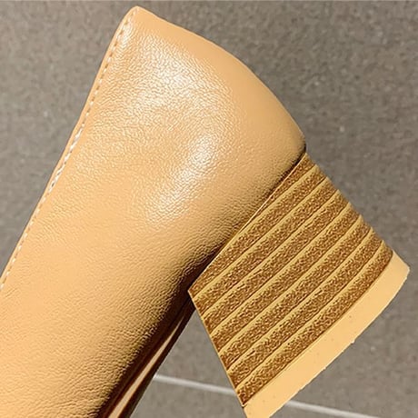 パンプス ドット柄 スクエアトゥ  チャンキーヒール 4cm 韓国ファッション レディース シンプル シューズ キュート 痛くない かわいい 歩きやすい 611563187446
