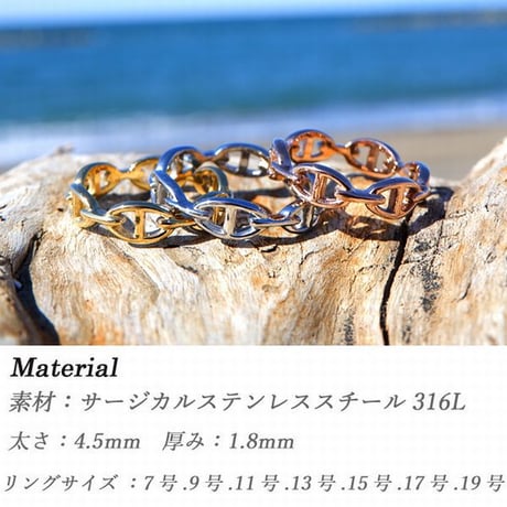 ハワイアンジュエリー リング 指輪 スクロール マリン ウェーブ 金属アレルギー対応 メンズ レディース サージカルステンレス シルバー ゴールド ピンクゴールド インスタgrs8704)