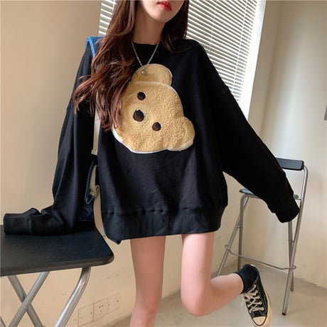 ユニセックス トレーナー クマちゃん ベアー ゆったり 韓国ファッション レディース メンズ 男女兼用 スウェット プルオーバー ルーズ ストリート系 ガーリー DTC-628396318255