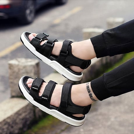 【3COLOR】 メンズ/レディース ストラップ スポーツサンダル スポーツサンダル マジックテープ フラットサンダル 歩きやすい 疲れない (DCT-549746097388)