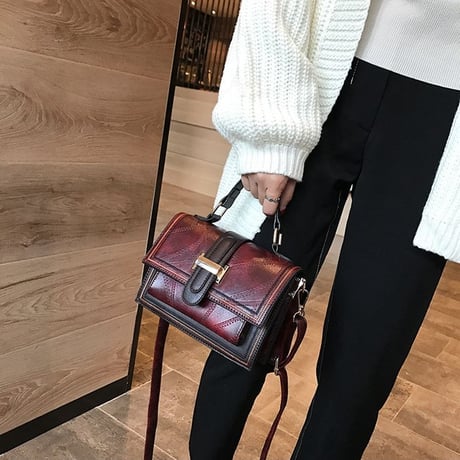 2Wayバッグ スクエアバッグ ハンドバッグ ショルダーバッグ レトロハードミニ 肩掛け ブラウン ワインレッド ブルー ブラック 韓国ファッション レディース DCT-579240437595