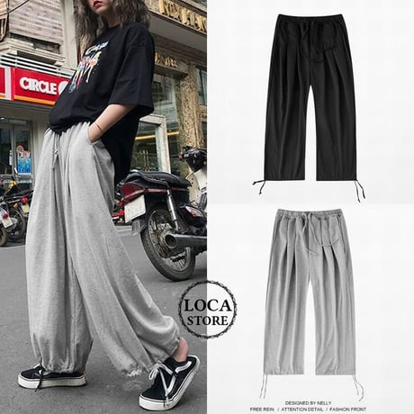 ユニセックス メンズ/レディース スウェットパンツ 裾紐 大きいサイズ ゆったり ストリート系 韓国ファッション オルチャン (DCT-596060214295)