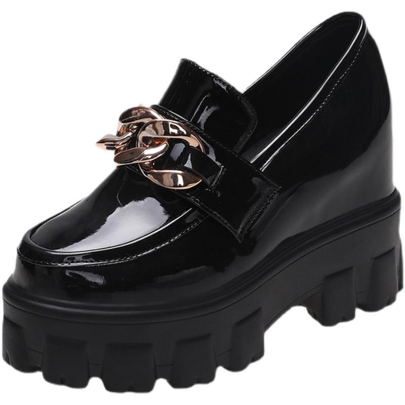 厚底 ローファー 22.0～24.5cm チェーンデザイン インヒール