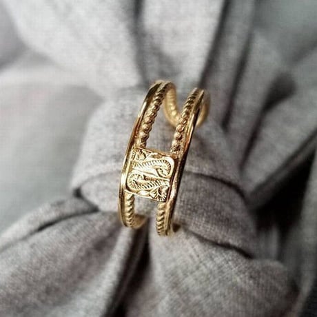 【ハワイアンジュエリー / HawaiianJewelry】 リング/指輪 リバーシブル フリーサイズ K14 イエローゴールド コーティング インスタ (grs8601)