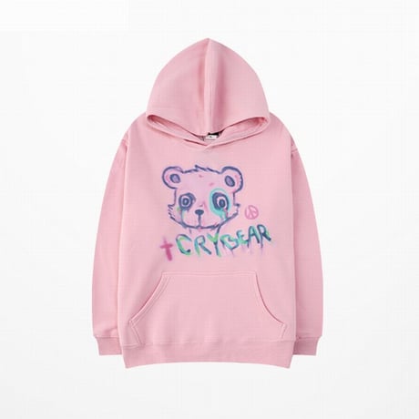 ユニセックス プルオーバー パーカー CRY BEAR 裏起毛 韓国ファッション メンズ レディース オーバーサイズ ストリートDTC-608810436575