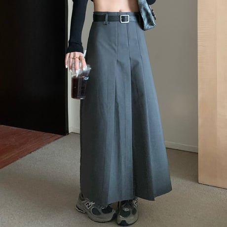 プリーツスカート ロング丈 ハイウエスト Aライン ロングスカート プリーツ レトロ 韓国ファッション レディース 大人可愛い ガーリー DTC-684917349860