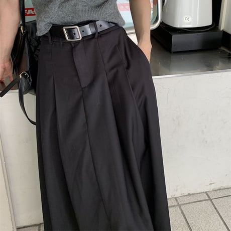 タック ロングスカート ハイウエスト フレア Aラインスカート プリーツ スカート レトロ韓国ファッション レディース 大人可愛い ガーリー DTC-679231010864
