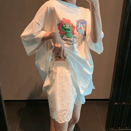 カットワークレース ショートパンツ 薄手 韓国ファッション レディース ハイウエスト ショート丈 シンプル ガーリー
