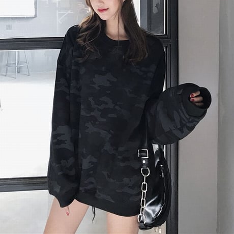 ユニセックス トレーナー カモフラージュ柄 迷彩 プラスベルベット 長袖 オーバーサイズ スウェット 韓国ファッション カジュアル ストリート系 DTC-629139632932