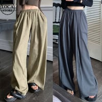 モップパンツ ワイドパンツ リネン コットン混 ハイウエスト ルーズ レトロ 韓国ファッション レディース 大人可愛い ガーリー カジュアル DTC-679631619107