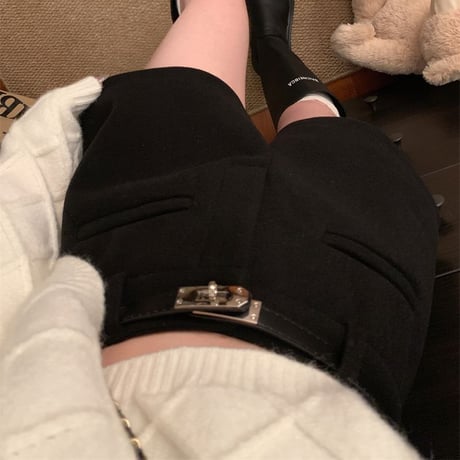 ショートパンツ ウール ハイウエスト スリム Aライン フェイクウール ショートボトム レトロ 韓国ファッション レディース 大人可愛い ガーリー カジュアル DTCA-859331219129