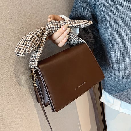2WAY ハンドバッグ ショルダーバッグ スクエアバッグ チェック柄 リボン ミニバッグ 斜め掛け バッグ 鞄 レトロ DTC-632497404373