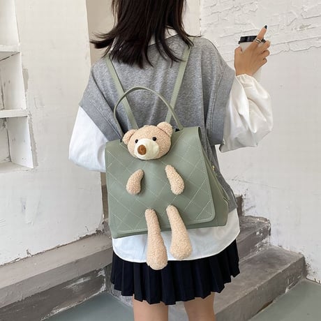 クマのぬいぐるみ 2WAYバッグ ハンドバッグ バッグパック リュックサック ミニバッグ アニマルバッグ シンプル 鞄 レトロ DTC-624226656714