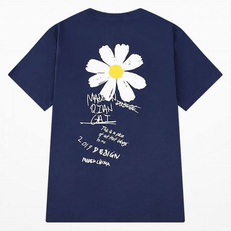 ユニセックス 半袖 Tシャツ メンズ レディース 英字 花 フラワープリント オーバーサイズ 大きいサイズ ルーズ ストリート TBN-596627847023
