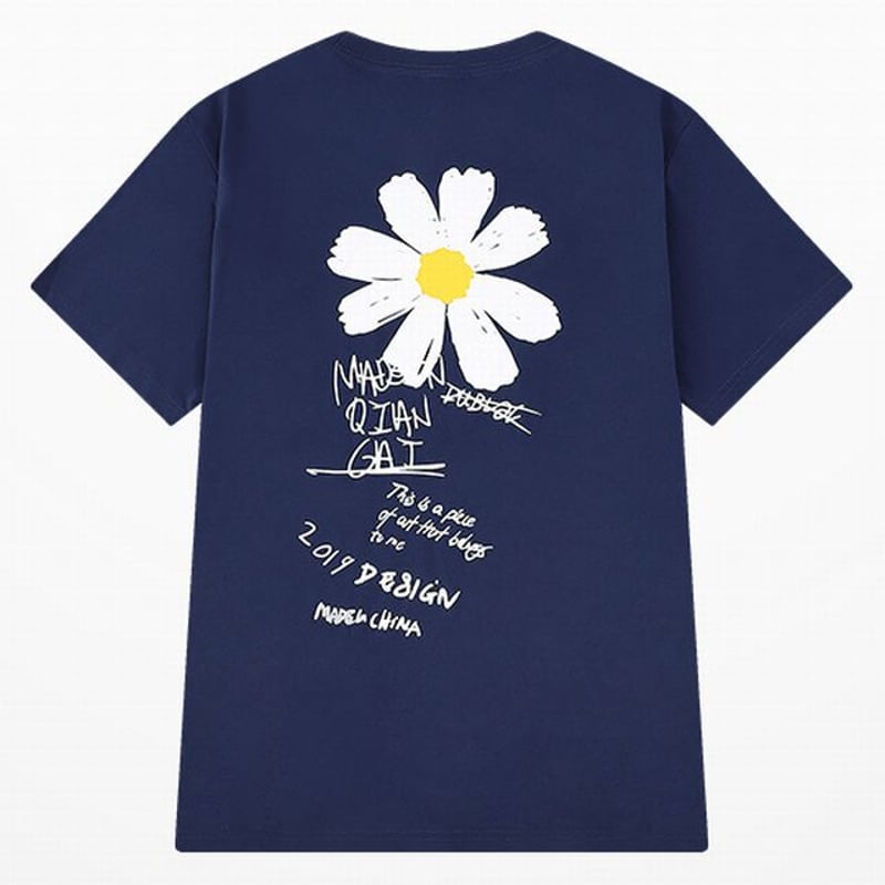 ユニセックス 半袖 Tシャツ メンズ レディース 英字 花 フラワー ...