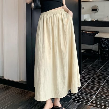 アンブレラプリーツスカート ロングスカート ハイウエスト プリーツ ロング丈 Aライン ウエストゴム レトロ 韓国ファッション レディース 大人可愛い ガーリー DTC-717441441639