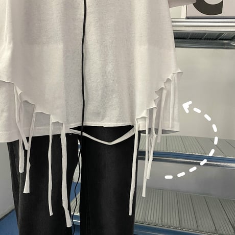 ユニセックス tシャツ フェイクレイヤード フリンジ 半袖 無地 オーバーサイズ メンズ レディース 大きめ カジュアル ストリート ファッション DTC-639677393958