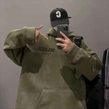 ユニセックス スエード調 パーカー フーディー プルオーバー ロゴ トップス 長袖 オーバーサイズ ゆったり ストリート系男子 ストリート系女子 カジュアル DTCA-854775421280