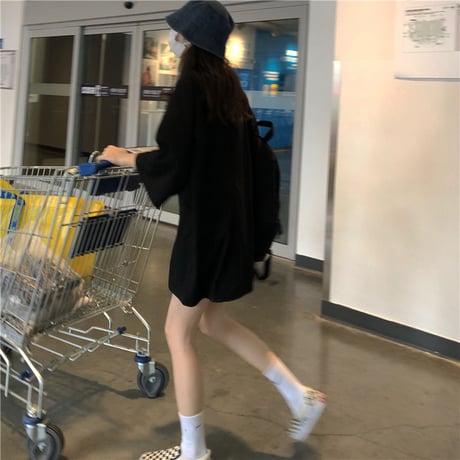 Tシャツ 半袖 ラウンドネック プリント ドロップショルダー 大きめ オーバーサイズ 韓国ファッション レディース カジュアル ストリートファッション DTC-644950773167