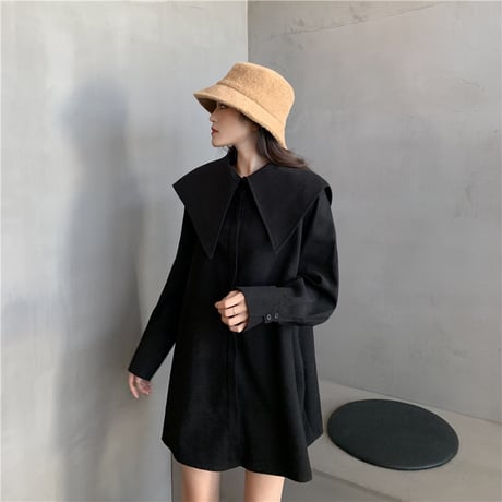 ブラウス シャツ 大きい襟 ベルト 長袖 韓国ファッション レディース ワンピース トップス ゆったり カットソー 大人可愛い ガーリー DTC-625594554550