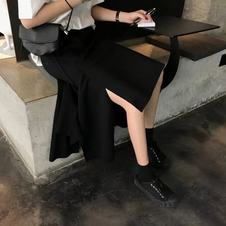 レディース スカート アシンメトリー ロング丈 ティアード フリル ロング丈 無地 春 夏 秋 冬 韓国 韓国ファッション (DTC-599634168759)