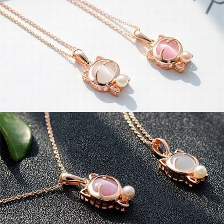 【★送料無料★】ネックレス レディース 猫 ゴールド 人工水晶 合金 シンプル ペンダント 人気 かわいい アクセサリー ジュエリー プレゼント (DTC-18369503712)