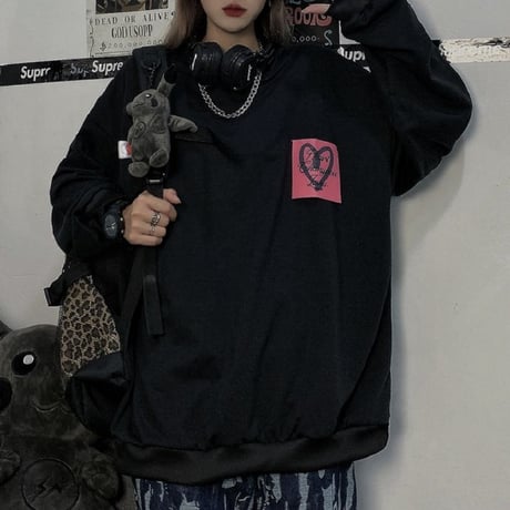 ユニセックス トレーナー 長袖 ラウンドネック 薄手 オーバーサイズ 韓国ファッション メンズ レディース 大きめ カジュアル ストリートファッション DTC-651890921390