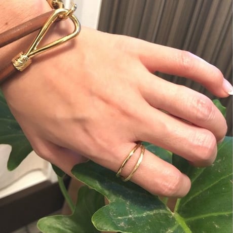 ハワイアンジュエリー Hawaiianjewelry 2連 リング 金属アレルギー対応 スクロール 指輪 K14イエローゴールド サージカルステンレス メンズ レディース インスタ grs8660