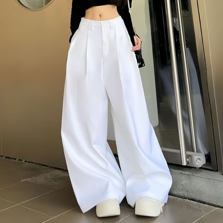 ワイドパンツ タックパンツ スラックス フレアパンツ ハイウエスト ボトムス ストレートパンツ ズボン レトロ 大人可愛い ガーリー DTCA-895514357720