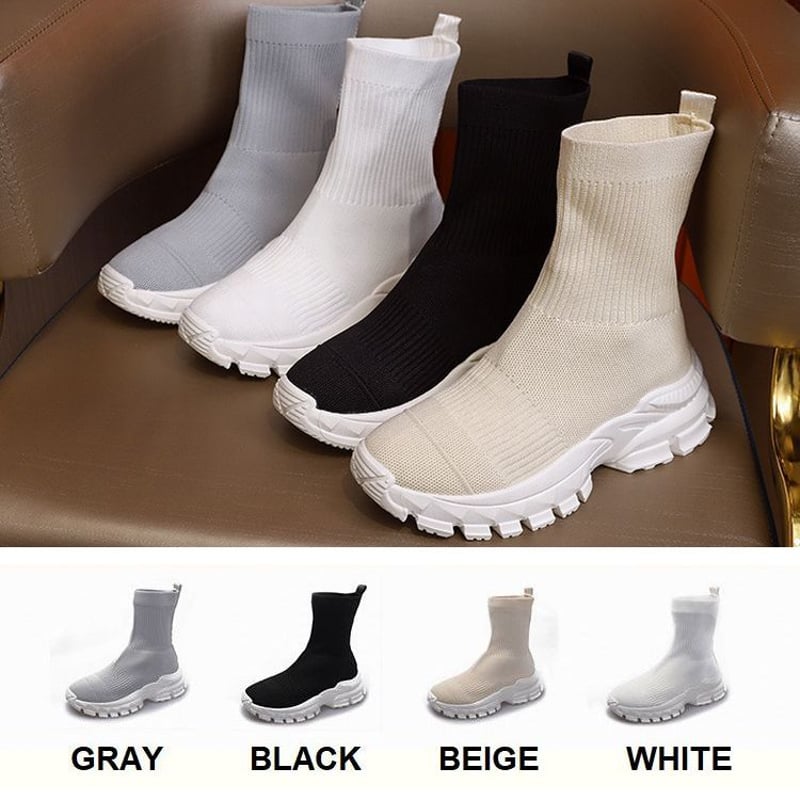 厚底 ソックススニーカー ショートブーツ 22.5〜25.0cm ソックス 厚底 ソックススニーカー ショートブーツ 22.5〜25.0cm ソックス