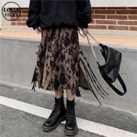 コーデュロイ タイダイ染め スカート サイドスリット ハイウエスト Aラインスカート 韓国ファッション レディース 大人可愛い ガーリー DTC-654494512229