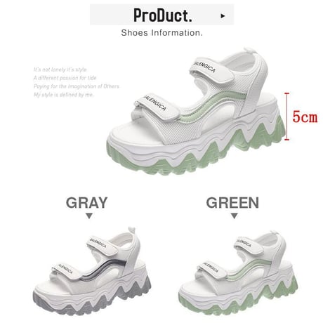 スポーツサンダル 厚底 スポサン 5.0cm 韓国ファッション レディース サンダル ベルト マジックテープ フラットサンダル 厚底サンダル フラット かわいい 歩きやすい 618842707263
