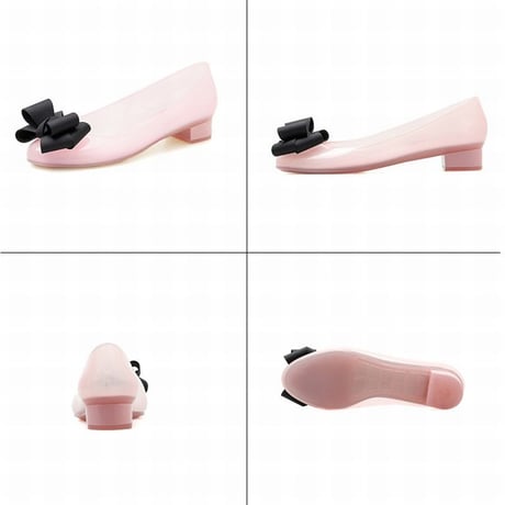 【Soervimy】 ラバーパンプス レインシューズ ヒール3.5cm 半透明 韓国ファッション レディース パンプス ぺたんこ 雨 梅雨 ラバー 防水 596251179530