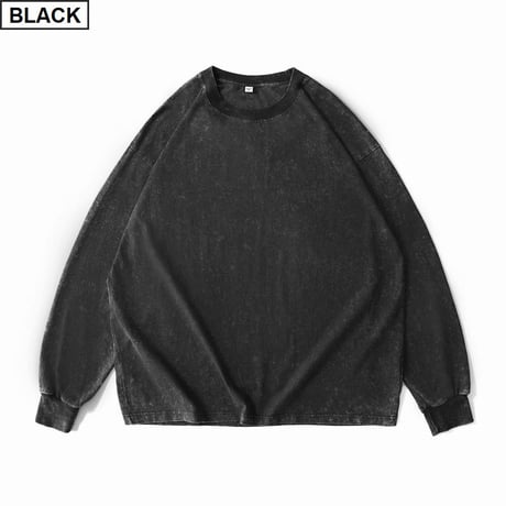 5カラー ユニセックス ロンT ウォッシュ加工 ヴィンテージ風 長袖 tシャツ トップス オーバーサイズ ルーズ カジュアル ストリート系ファッション DTCA-723009132142