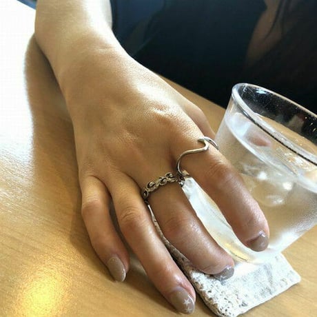 ハワイアンジュエリー リング 波 ウェーブ 金属アレルギー対応 指輪 K14イエローゴールドコーティング メンズ レディース サージカルステンレス インスタ (grs8626)