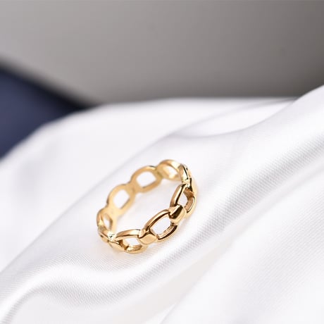 リング 指輪 チェーン 金属アレルギー対応 レディース イエローゴールド チタンスチール アクセサリー DTC-618552582578