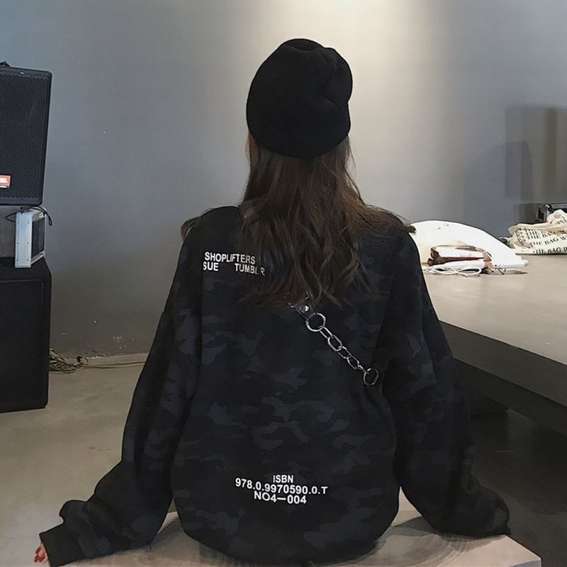 ユニセックス トレーナー カモフラージュ柄 迷彩 プラスベルベット