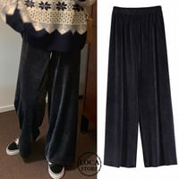 コーデュロイパンツ ワイドパンツ 韓国ファッション レディース ウエストゴム ガウチョパンツ コーデュロイ パンツ 秋 冬 (DTC-608882795600_02)