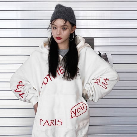ユニセックス プルオーバー パーカー 裏起毛 韓国ファッション メンズ レディース 英字 オーバーサイズ ストリート DTC-609066437014