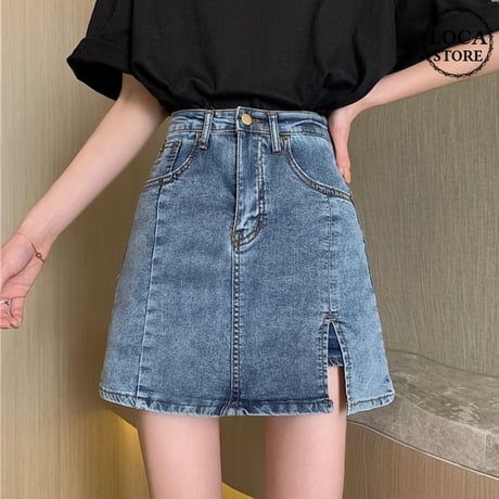 デニムスカート ショートパンツ 韓国ファッション レディース スカート ショート丈 ミニスカート デニム Aライン インナーパンツ ハイウエスト ガーリー 619026668698