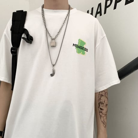 ユニセックス Tシャツ 半袖 クマちゃん ベアー レタープリント オーバーサイズ 韓国ファッション メンズ レディース カジュアル ストリートファッション DTC-644216065107