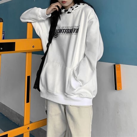 パーカー 裏起毛 牛柄 プルオーバー プラスベルベット 長袖 オーバーサイズ 韓国ファッション レディース  大きめ ルーズ カジュアル ストリートファッションDTC-632722559935)