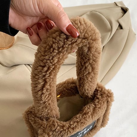 ボア トートバッグ 2way ショルダーバッグ ハンドバッグ もこもこ スクエアバッグ ミニバッグ 肩掛け 斜め掛け 鞄 レトロ 韓国ファッション レディース DTC-687472800963