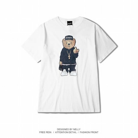 ユニセックス メンズ/レディース 可愛いクマプリント Ｆ××Ｋ Tシャツ 大きいサイズ ストリート 韓国ファッション オルチャン (DCT-534666468502)