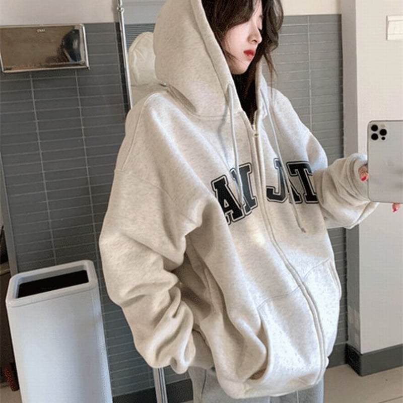 パーカー ジップアップ フーディー カレッジロゴ トップス ドロップ