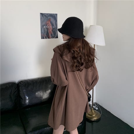 ブラウス シャツ 大きい襟 ベルト 長袖 韓国ファッション レディース ワンピース トップス ゆったり カットソー 大人可愛い ガーリー DTC-625594554550