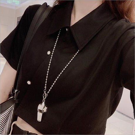 ネックレス ホイッスル チェーン付き 韓国アクセサリー ペンダント キラキラ 合金 アクセサリー ジュエリー パーティー (DTC-522889945673)