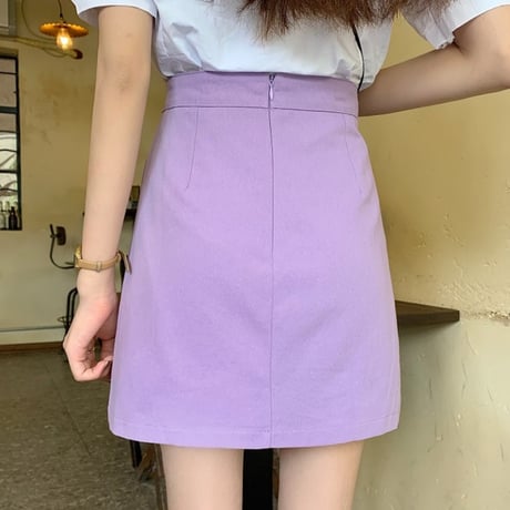 スカート ボタン プリーツ ショート丈 韓国ファッション レディース ミニカート Aライン ハイウエスト レトロ ガーリー 617672540254
