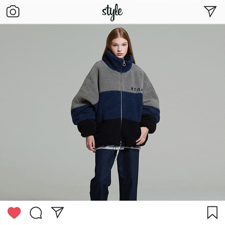 ユニセックス ボアブルゾン 韓国ファッション メンズ レディース ボアジャケット ウール ボア オーバーサイズ ルーズ ラム ストリート 秋 冬 (DTC-606621270224)